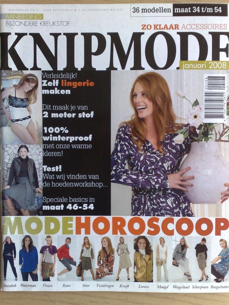 9 x Knipmode kledingpatronen uit jaargang 2008, Verzenden, Zo goed als nieuw, Vrouw, Knipmode