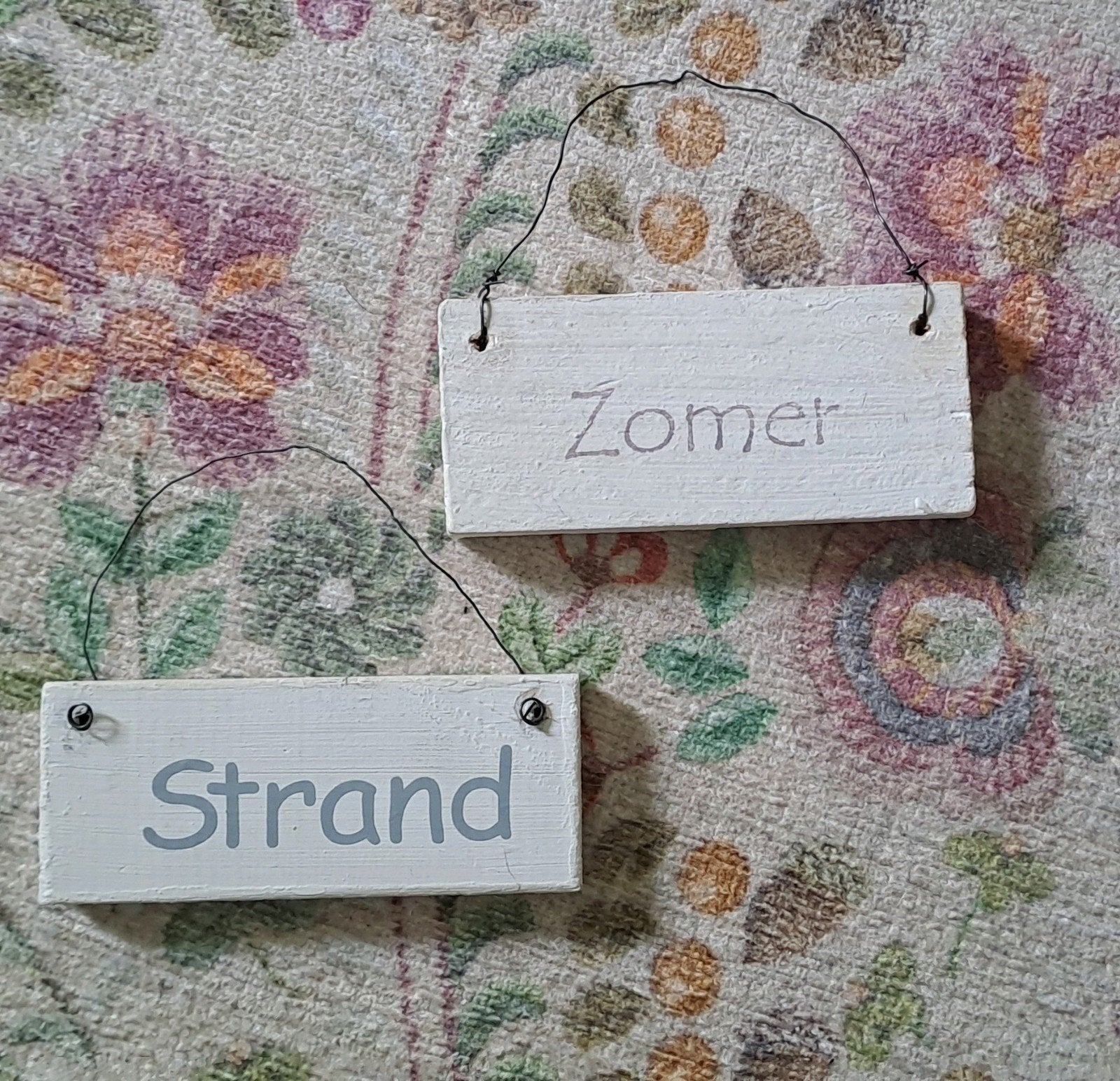 Twee bordjes 'Strand' en 'Zomer', Huis en Inrichting, Woonaccessoires | Tekstborden en Spreuken, Ophalen of Verzenden