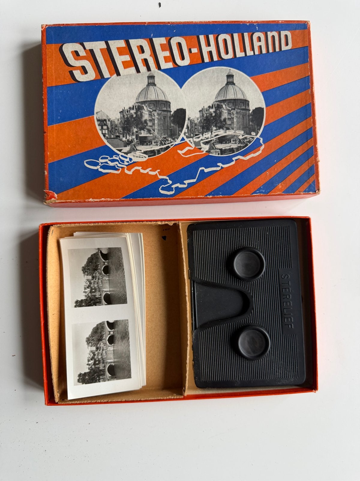 Vintage Stereo-Holland Stereoscoop met foto's, Verzamelen, Fotografica en Filmapparatuur, Overige typen, Voor 1940, Ophalen of Verzenden