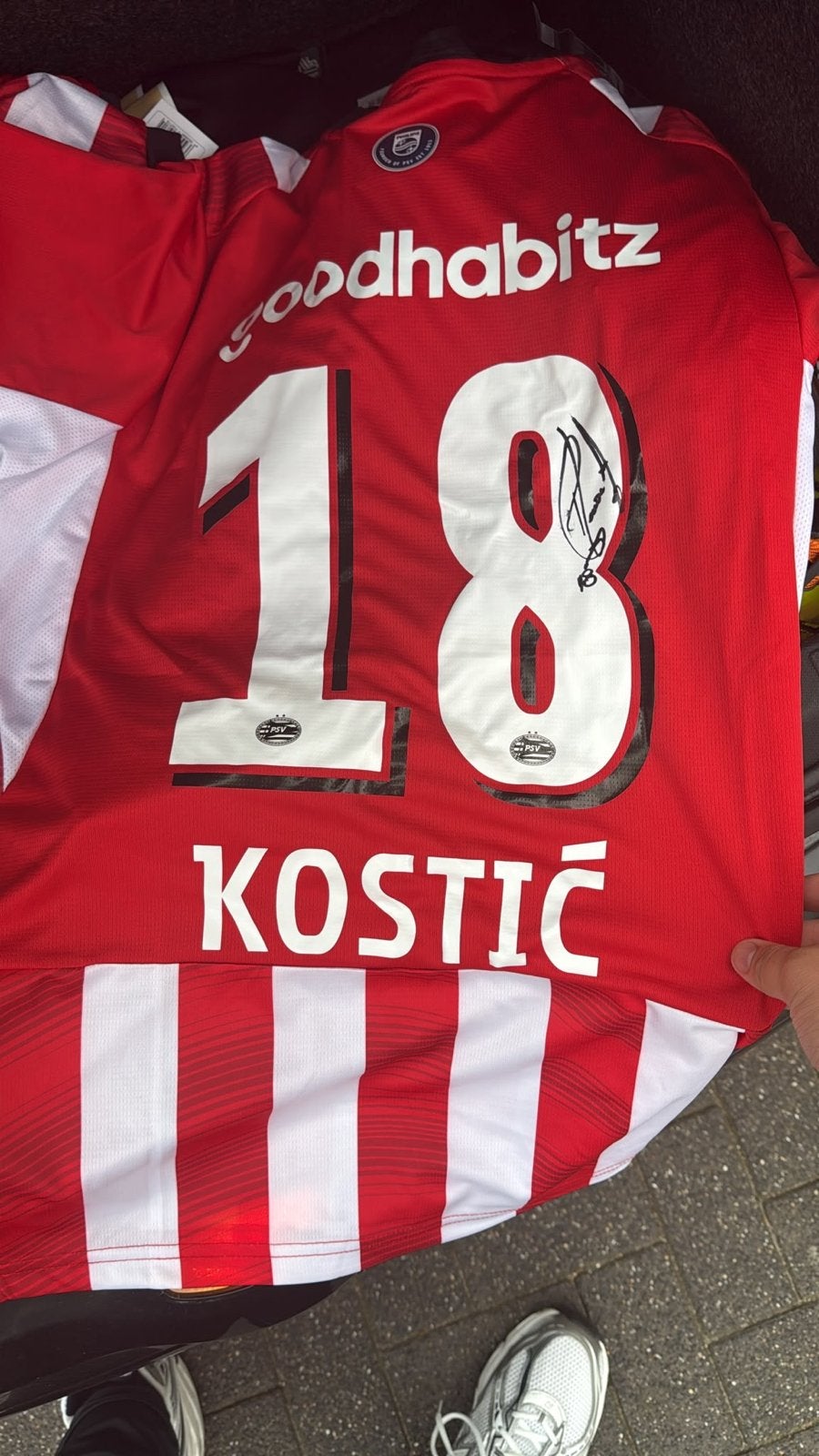 Gesigneerd PSV Kostic shirt - Maat M, Maat 48/50 (M), Ophalen of Verzenden, Zo goed als nieuw, Voetbal