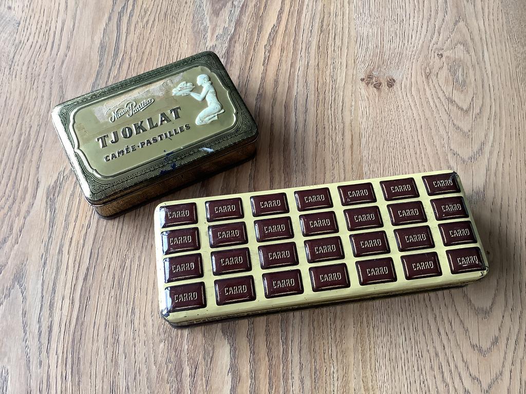 Set oude blikken chocola, Verzamelen, Blikken, Ophalen of Verzenden, Gebruikt, Overige