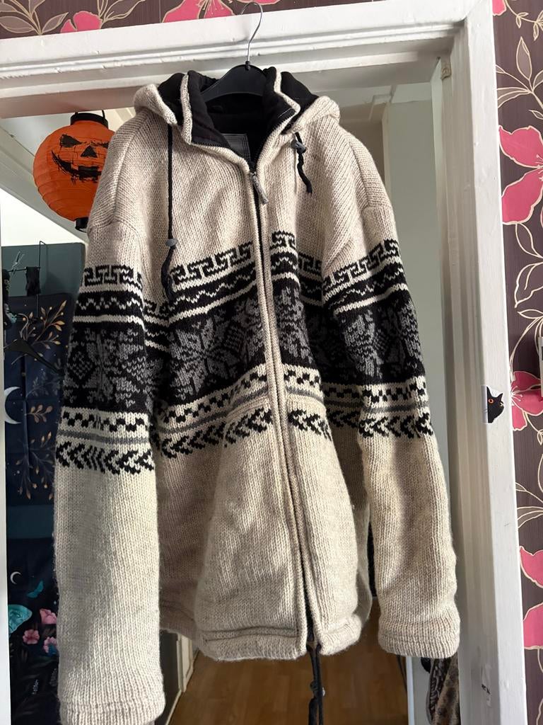 Pure wollen heren jack met capuchon, Ophalen of Verzenden, Zo goed als nieuw, Overige maten, Beige
