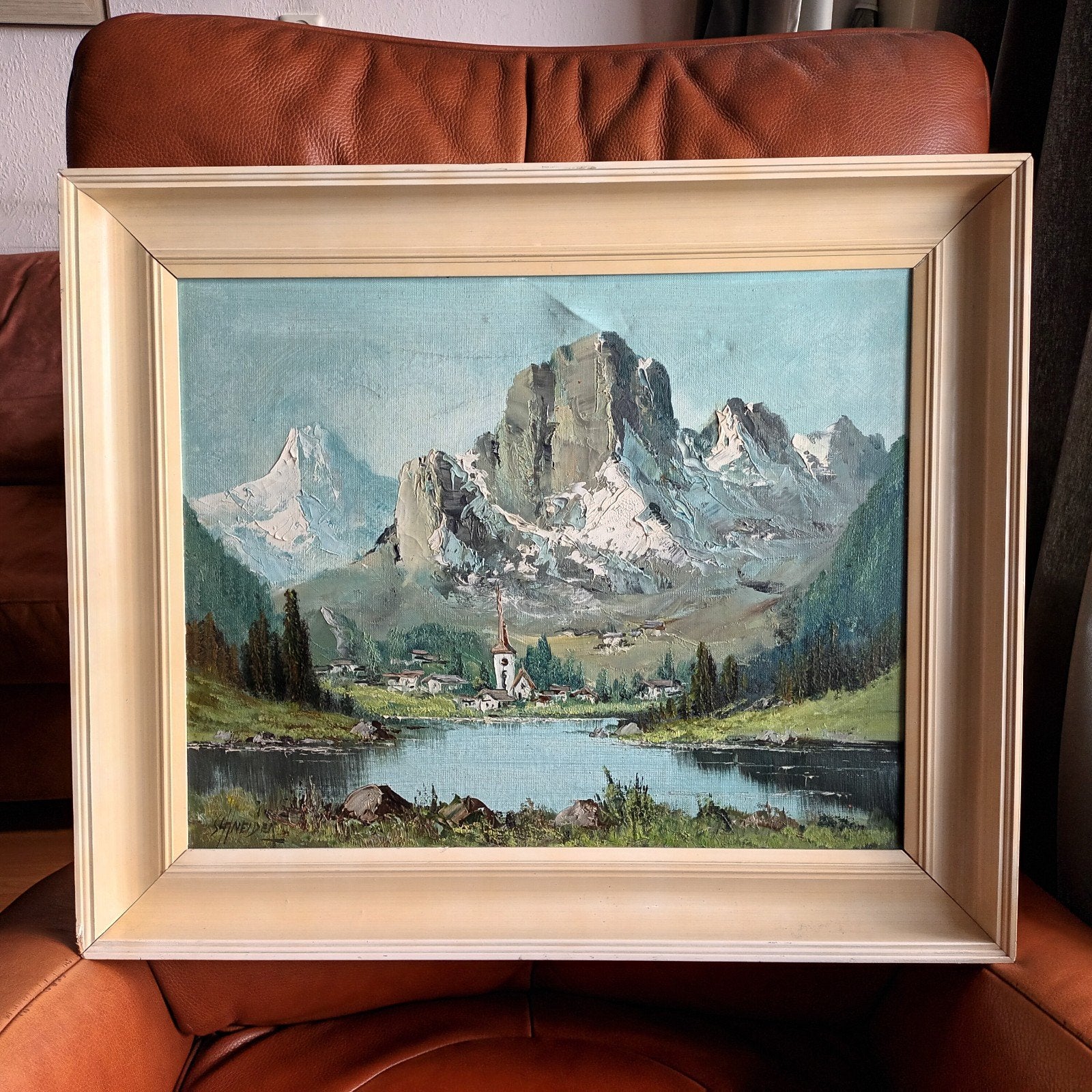 Oostenrijk, bergen landschap, olieverf op doek, gesigneerd, Ophalen of Verzenden