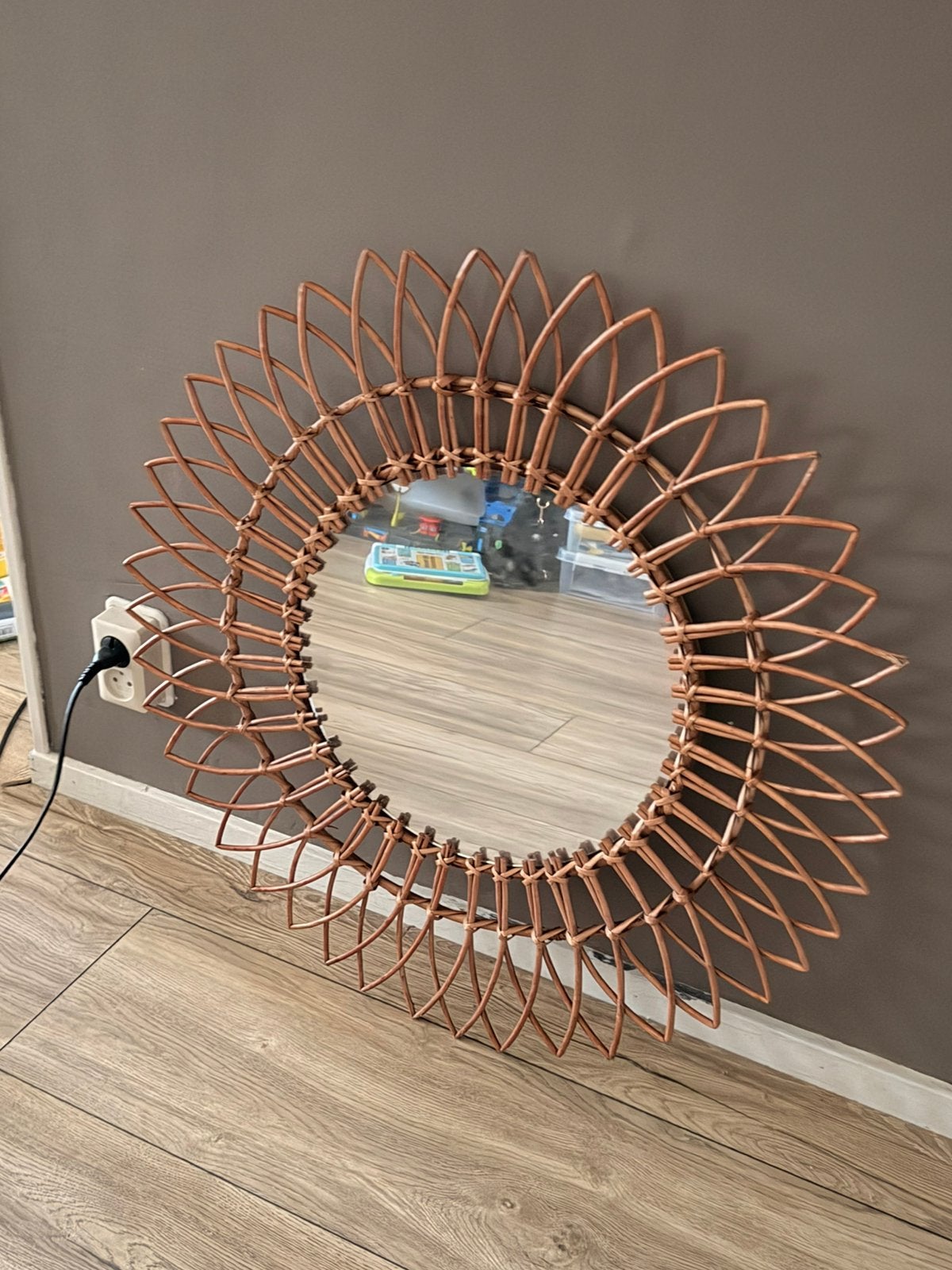 3 delige houten spiegel set. In nieuwstaat, Ophalen, Minder dan 50 cm, Rond, Zo goed als nieuw