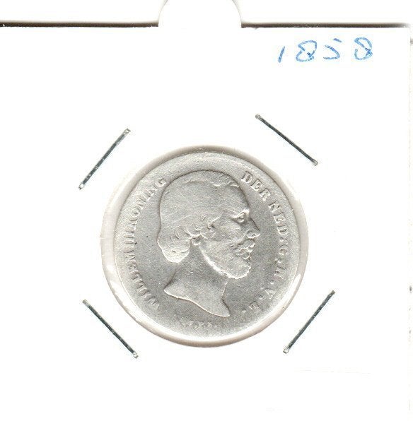 1/2 Gulden 1858, Postzegels en Munten, Munten | Nederland, ½ gulden, Koning Willem III, Zilver, Ophalen of Verzenden
