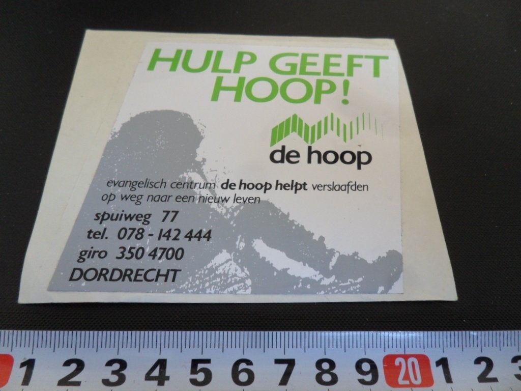 sticker Dordrecht Hulp geeft hoop  DE HOOP, Ophalen, Zo goed als nieuw