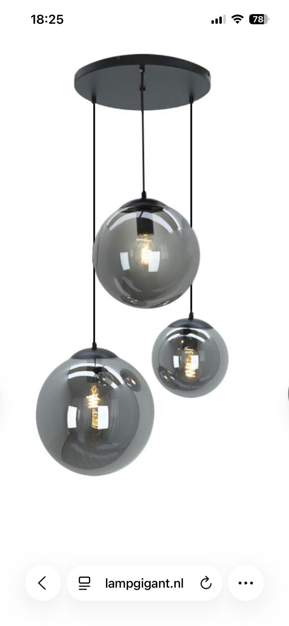 Moderne hanglamp met 3 rookglazen bollen - E27 fitting, Ophalen, Zo goed als nieuw, Glas, E27 (groot)