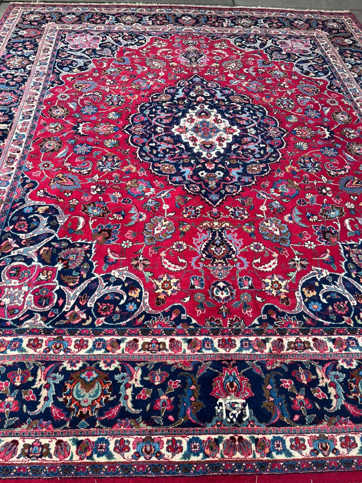 Perzische tapijt handgemaakte mashad 345x292., Huis en Inrichting, Stoffering | Tapijten en Kleden, Ophalen, 200 cm of meer, Zo goed als nieuw