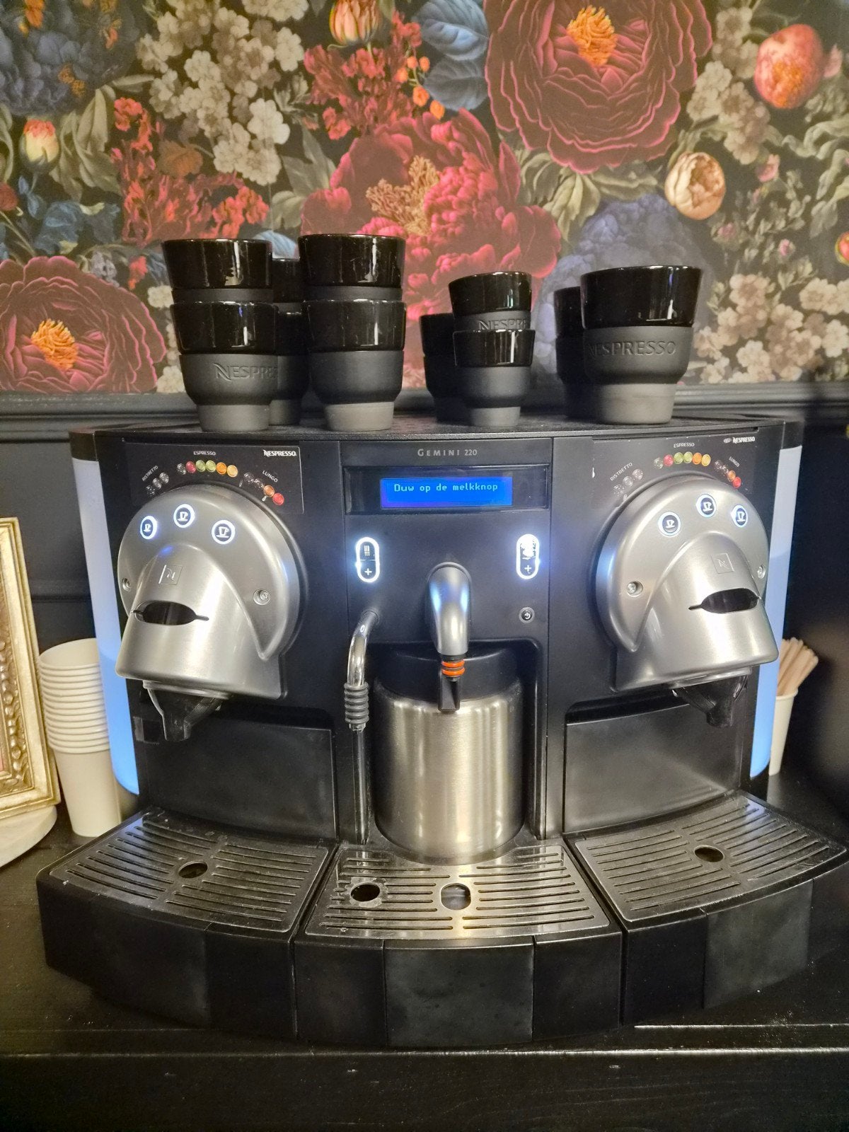 Nespresso Gemini 220 Koffiemachine met veel extra's, Witgoed en Apparatuur, Ophalen, Gebruikt, Koffiemachine, Koffiepads en cups