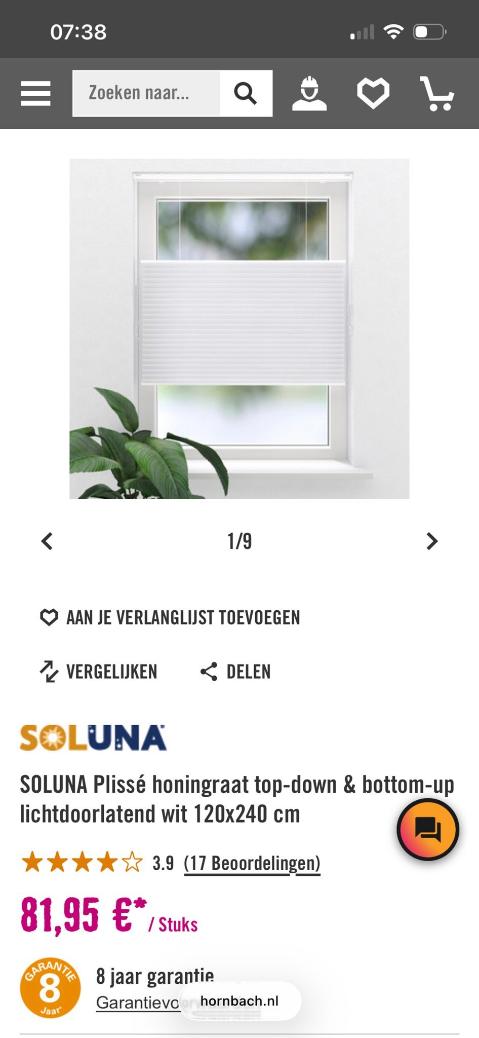 2x Plisségordijn wit 120x240 cm, zgan, rookvrij huis, Ophalen, Zo goed als nieuw, Wit, Plisségordijn