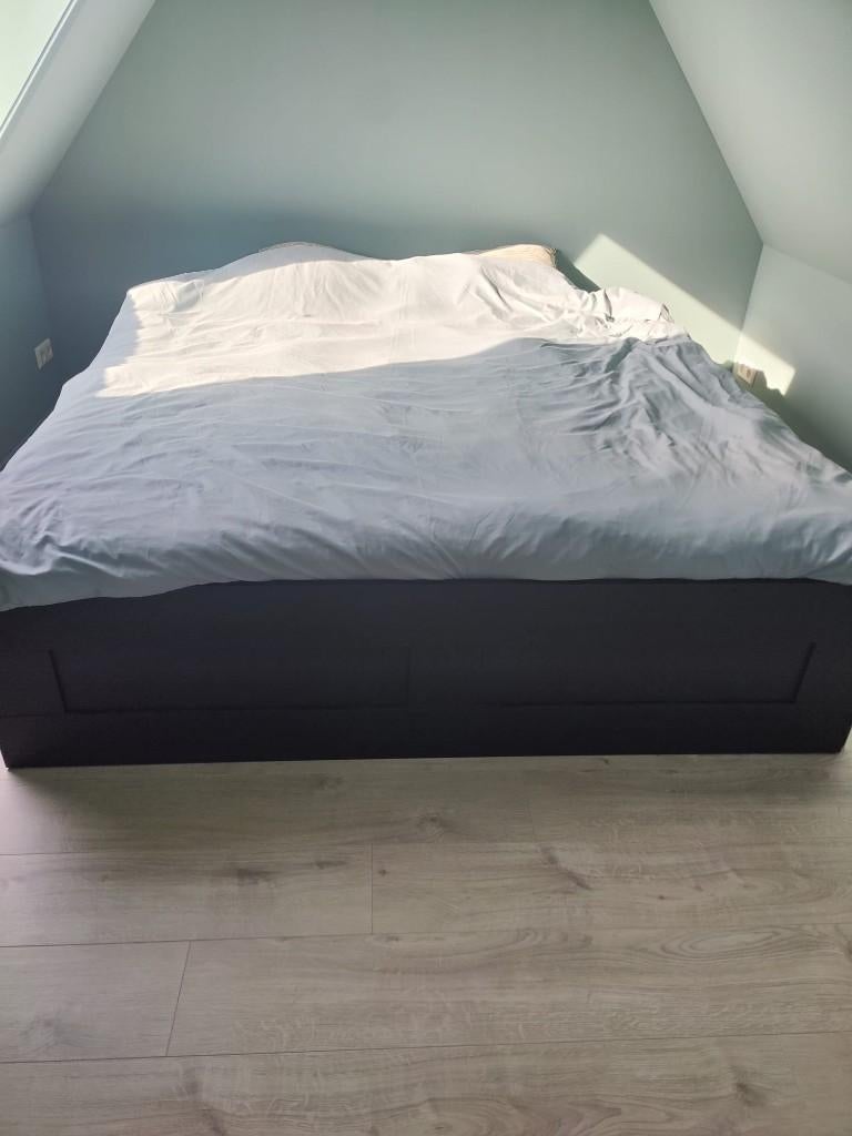 IKEA Malm bed 186 x 205,5, Huis en Inrichting, Ophalen, Gebruikt, Zwart, Tweepersoons