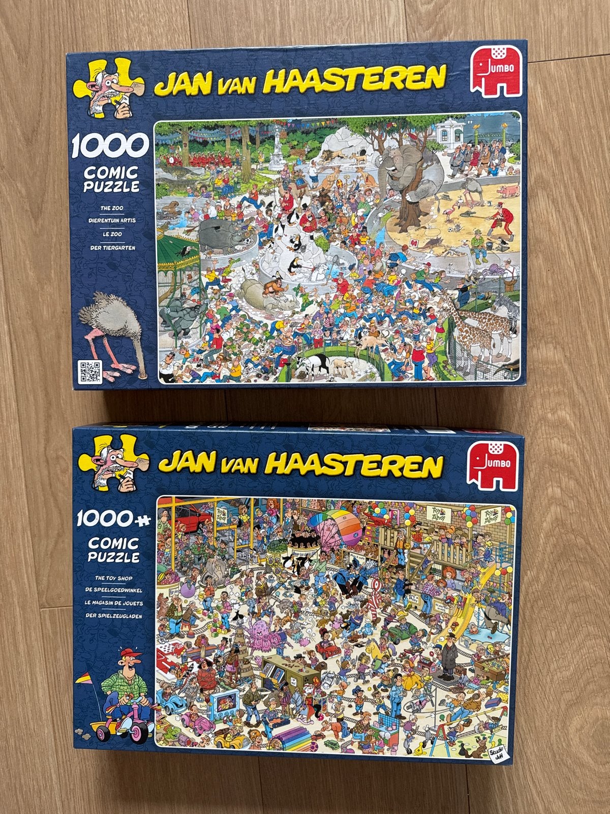 Jan van Haasteren Puzzels: De Zoo & De Speelgoedwinkel (2x10, Ophalen of Verzenden, Meer dan 50 stukjes, Zo goed als nieuw, 6 jaar of ouder