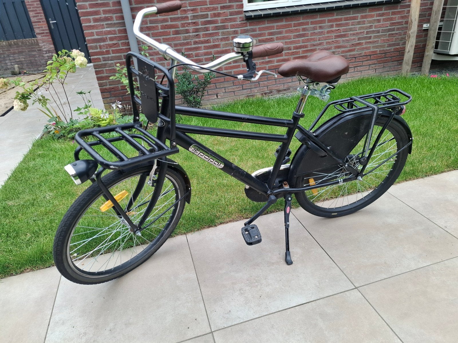 Stevige Transportfiets met Krat - Zwart, Velgrem, Ophalen, Overige merken, 53 tot 56 cm