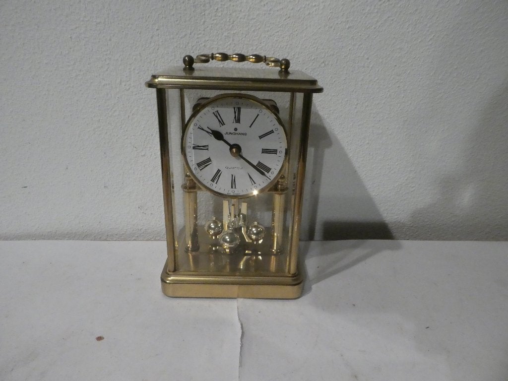 tafel klokje, Goud, Gebruikt, Met slinger, Analoog