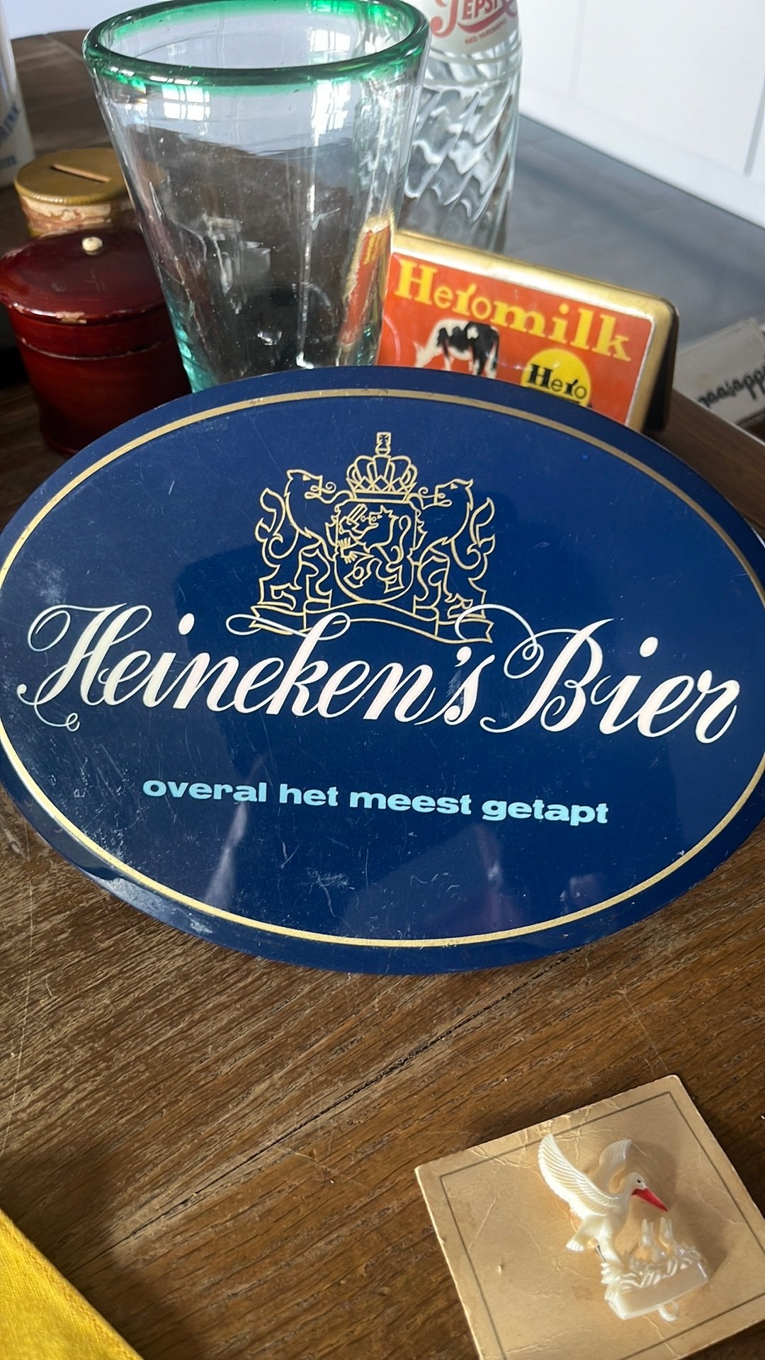 Heineken’s bier overal het meest getapt “showcard”, Verzamelen, Biermerken, Ophalen of Verzenden, Gebruikt, Reclamebord, Plaat of Schild