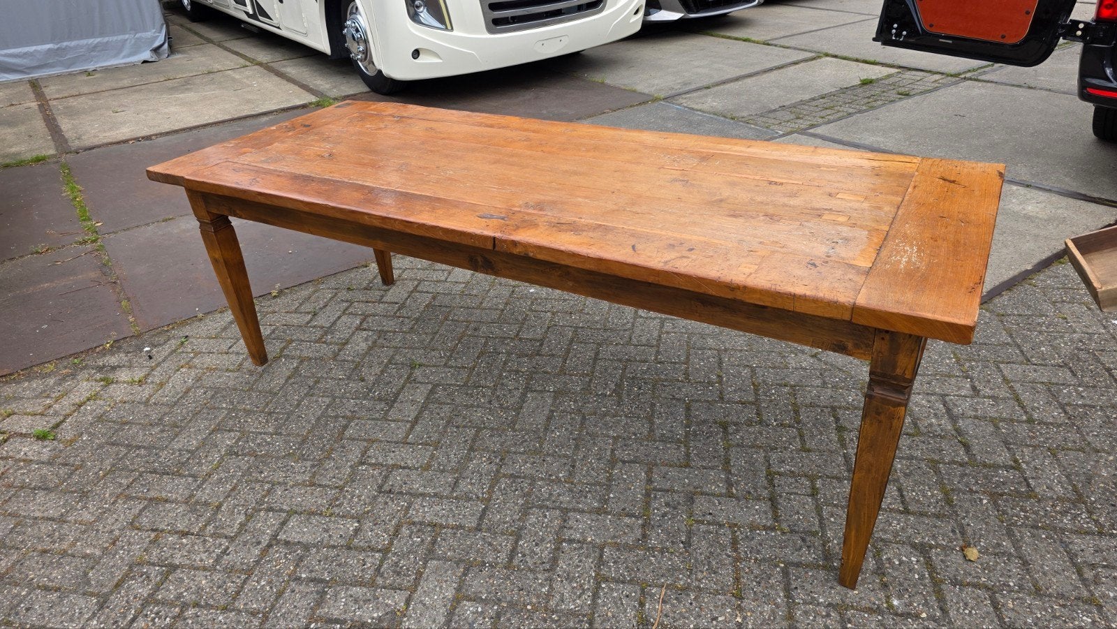 Subliem mooie antieke Franse boeren tafel 240cm, Ophalen