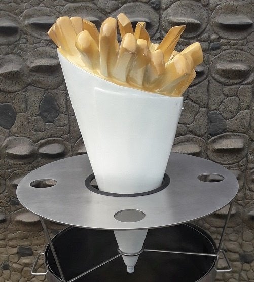 Afvalbak statafel RVS met patatzak 140 cm - incl patatzak
