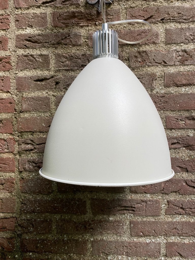 Witte hanglamp aluminium., Gebruikt, Modern/ industriëel., Metaal, E27 (groot)