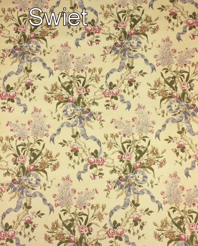 7573 Vintage bloemen behang met strikjes klassiek swiet, Verzenden, Minder dan 10 m², Blauw