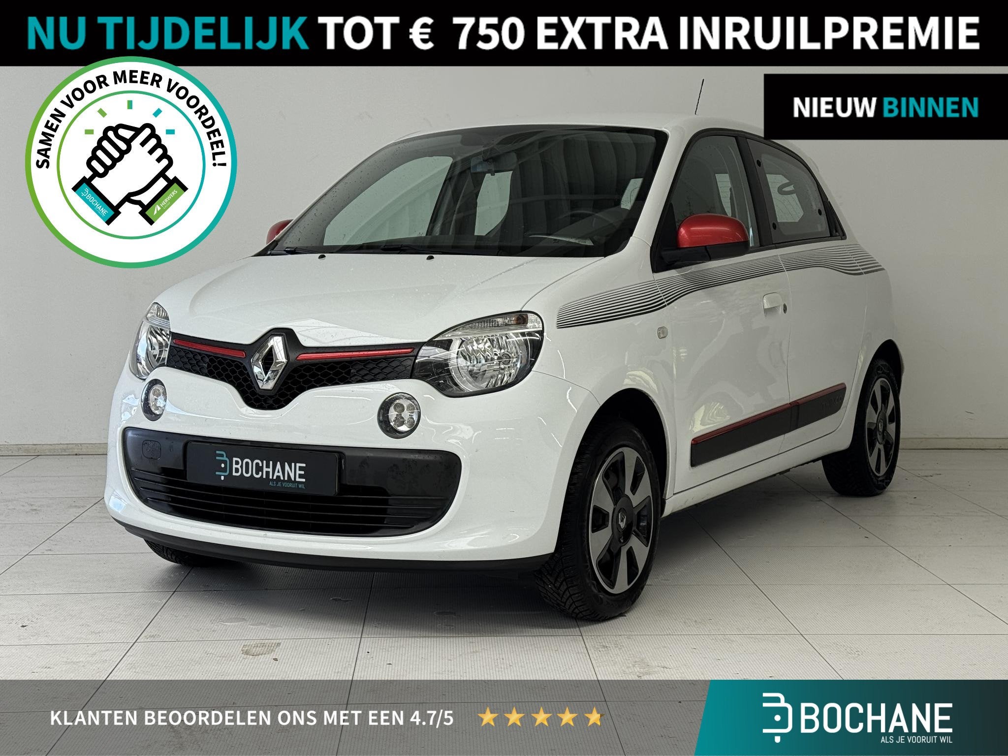 Renault Twingo 1.0 SCe Collection | Parkeersensoren | DAB +, Auto's, Gebruikt, Met garantie (alle), 4 stoelen, Wit