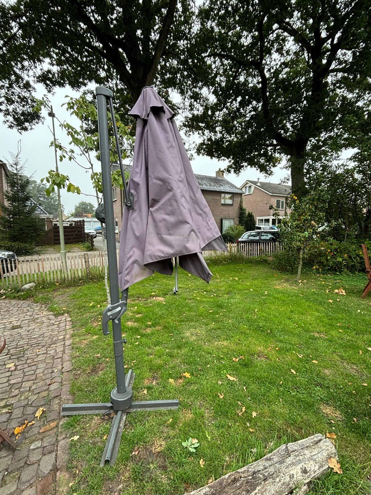 Parasol met defecte arm, doek intact, Ophalen of Verzenden, Gebruikt, Zweefparasol