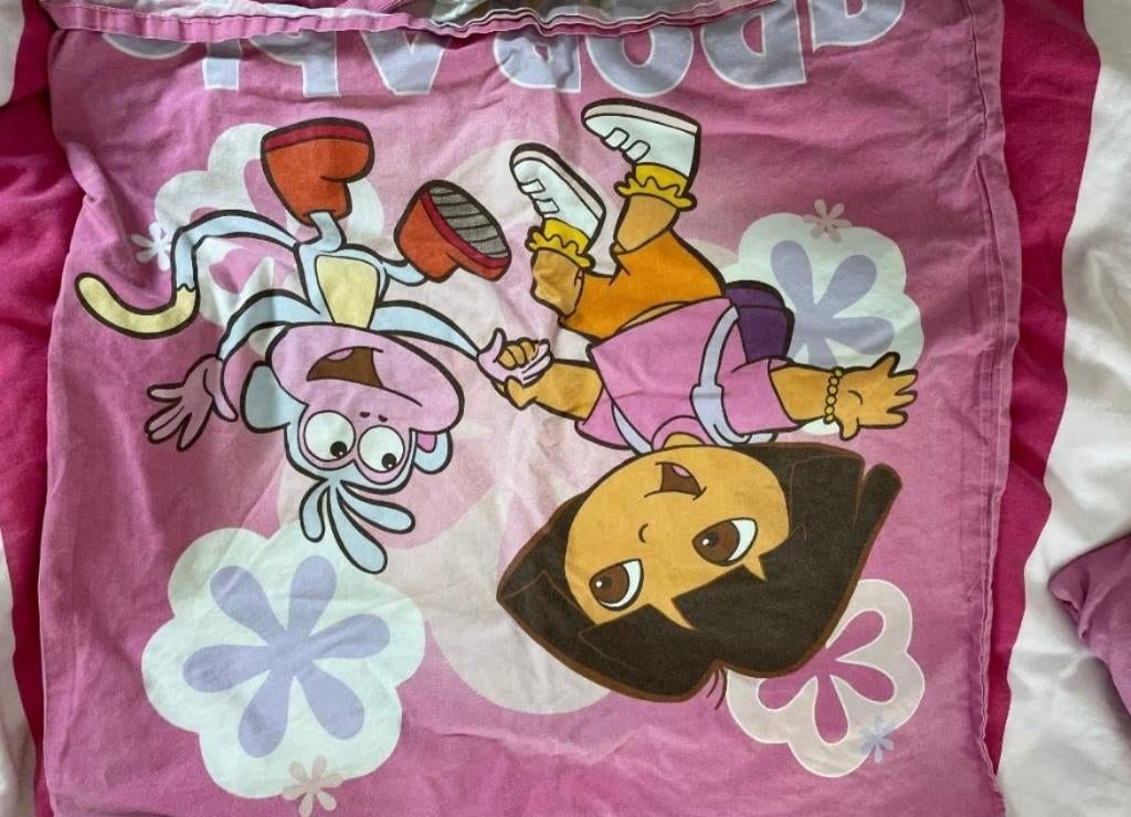 Roze dekbedovertrek met Dora, Ophalen, Gebruikt, Meisje, Dekbedovertrek