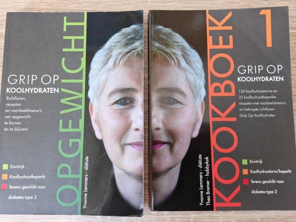 Yvonne Lemmers - Kookboek deel 1 & Grip op koolhydraten, Boeken, Ophalen of Verzenden, Zo goed als nieuw, Yvonne Lemmers; Thea Bremer