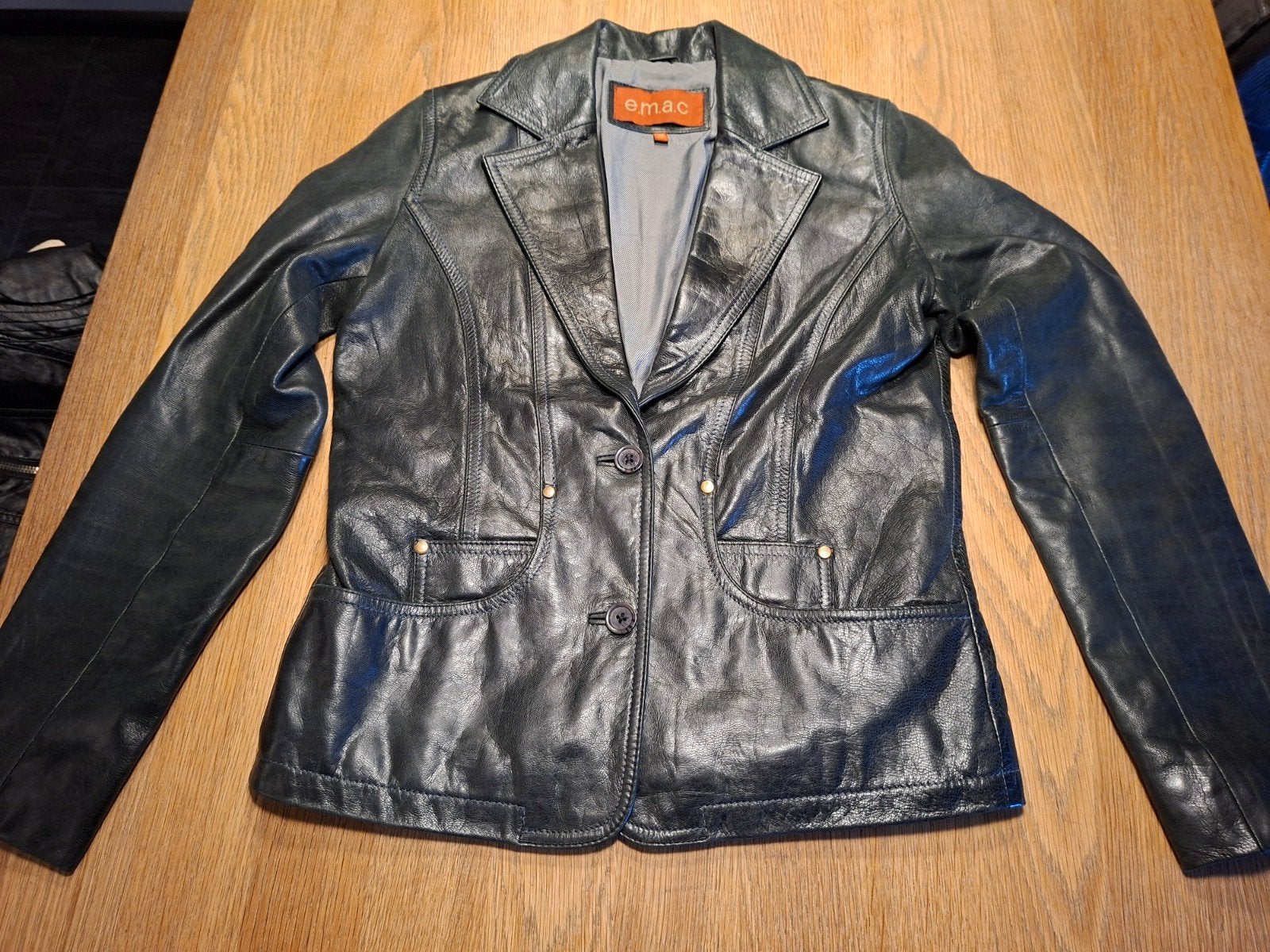 Vintage Leren colbert maat 36, Maat 38/40 (M), Zwart, Ophalen of Verzenden, Zo goed als nieuw