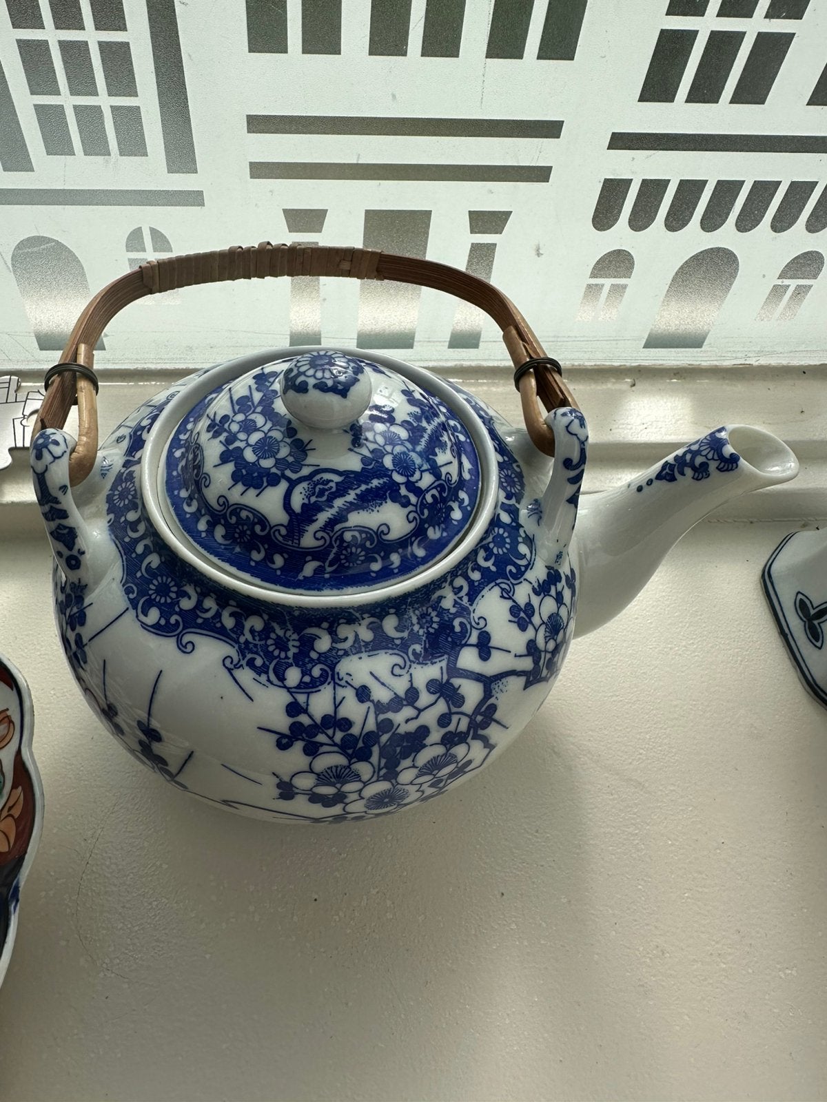 Blauw-witte porseleinen theepot, Ophalen of Verzenden