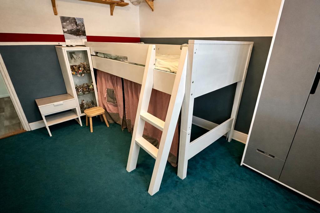 Witte bopita halfhoogslaper met ladder, Ophalen, Gebruikt, 90 cm, Eenpersoons