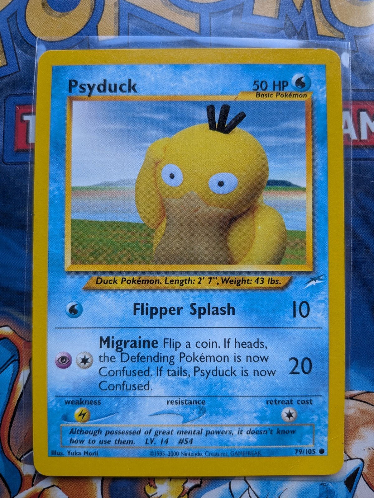 Psyduck Yuka Morii Neo Destiny Pokémon Kaart 79/105, Ophalen of Verzenden, Gebruikt, Losse kaart