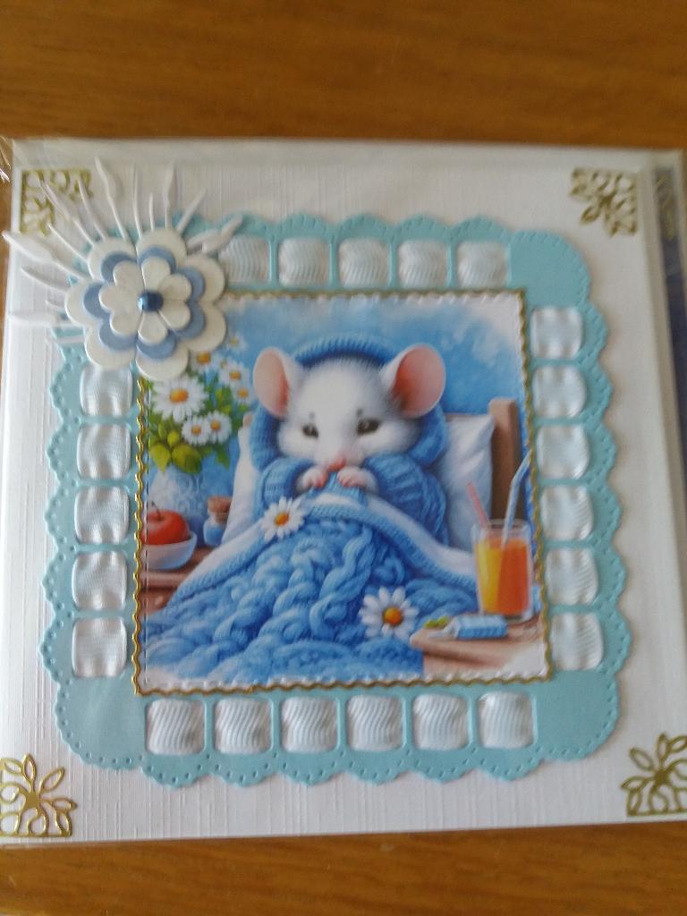 Blanko kaartje met zieke muis no. 2481, Hobby en Vrije tijd, Kaarten | Zelfgemaakt, Ophalen of Verzenden, Nieuw, Dieren