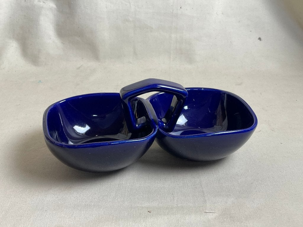 Vintage pindaschaaltje blauw aardewerk jaren 70, Ophalen of Verzenden