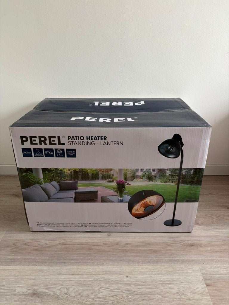 Nieuw- Perel Terrasverwarmer – Staand – Lantaarn model 2000W, Elektrisch, Waterbestendig, Vloer, Nieuw