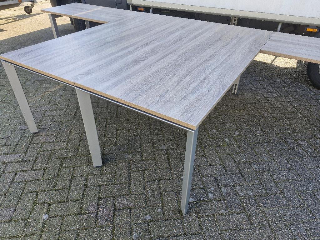 Steelcase hoekbureau met nieuw blad naar keuze ( 180x200 ), In hoogte verstelbaar, Metaal, Hoekbureau, Ophalen of Verzenden