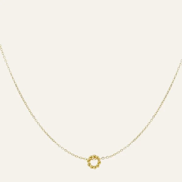 Infinity Cirkel gedraaid ketting dames staal goud, Sieraden, Tassen en Uiterlijk, Verzenden, Nieuw, Goud, Overige materialen