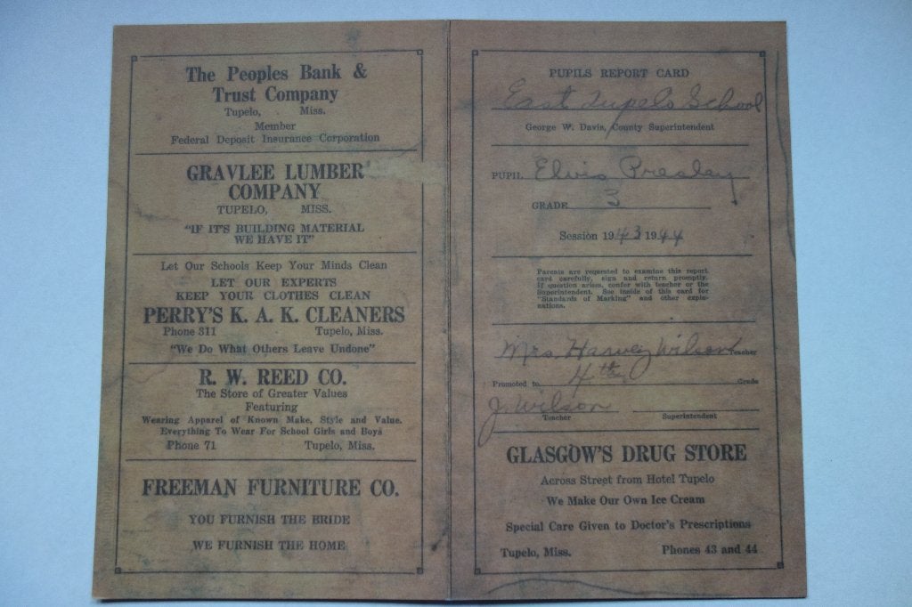 Elvis Presley kopie rapport 1943-1944, Verzamelen, Ophalen of Verzenden, Zo goed als nieuw, Foto of Kaart