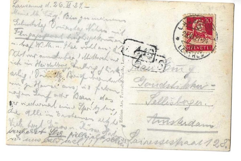 goudstikker ansicht  1927  lausanne veel duitse tekst, Verzenden, 1920 tot 1940, Gelopen, Overig Europa