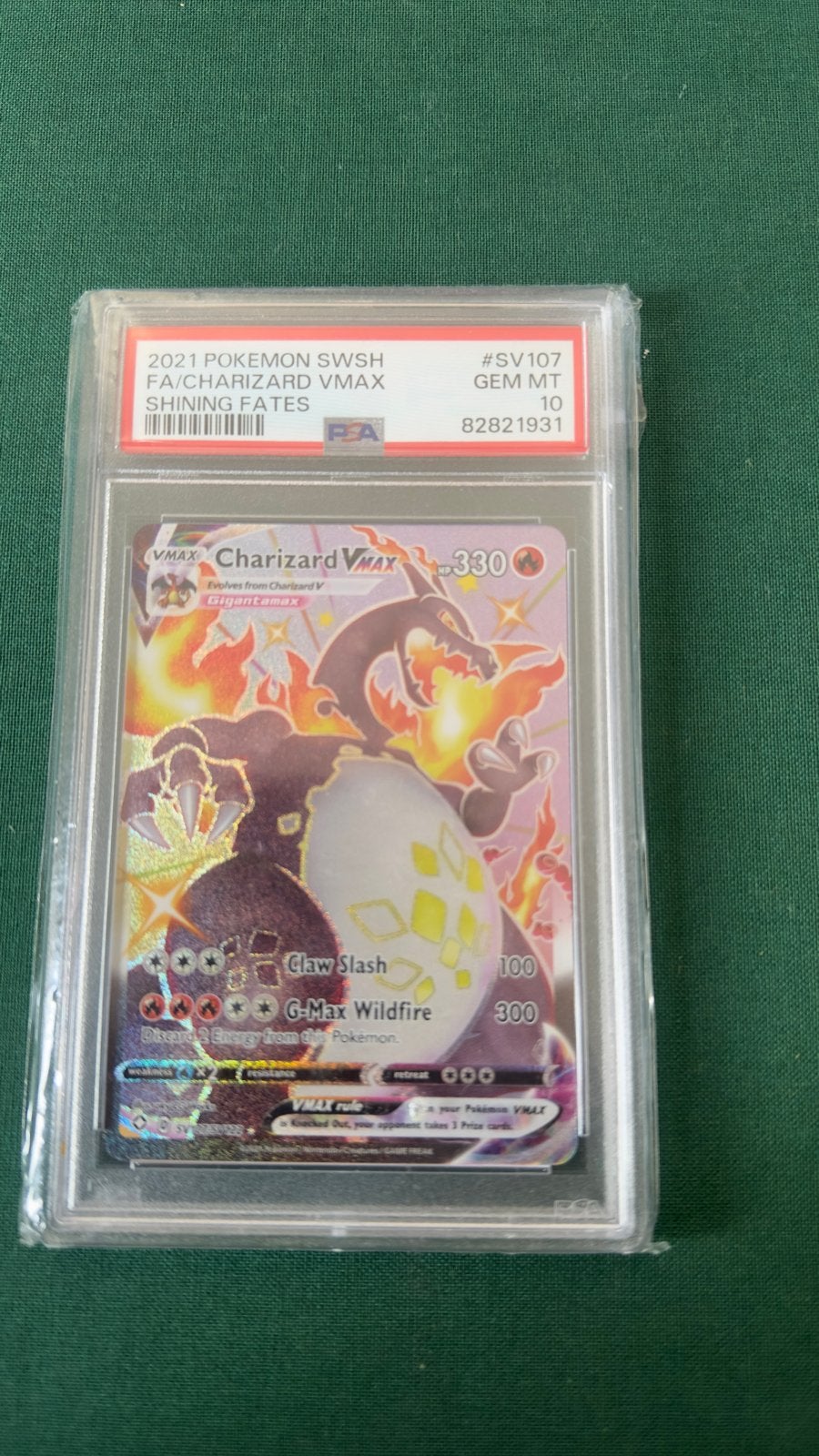 Pokémon Charizard VMAX SV107 Shining Fates PSA 10 GEM MT, Hobby en Vrije tijd, Verzamelkaartspellen | Pokémon, Ophalen of Verzenden