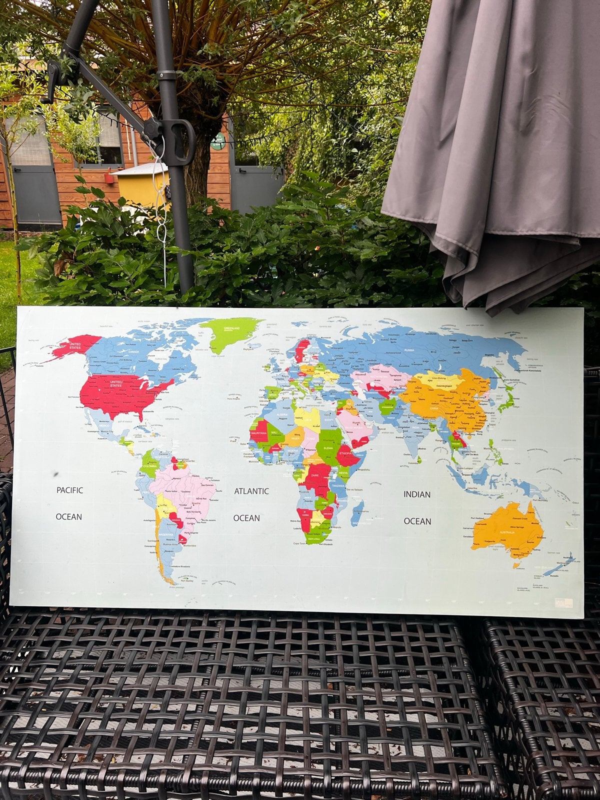 Grote Wereldkaart Canvas - Hoogwaardige Print, Ophalen, Meerkleurig, Zo goed als nieuw, Modern
