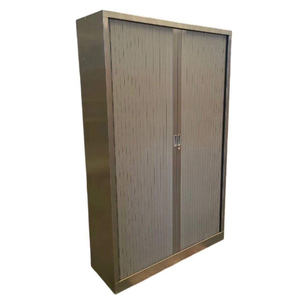 Roldeurkast Zilvergrijs H195 x B120 x D43 3LB B-keus, Huis en Inrichting, Kasten | Roldeurkasten en Archiefkasten, Gebruikt, 100 tot 150 cm