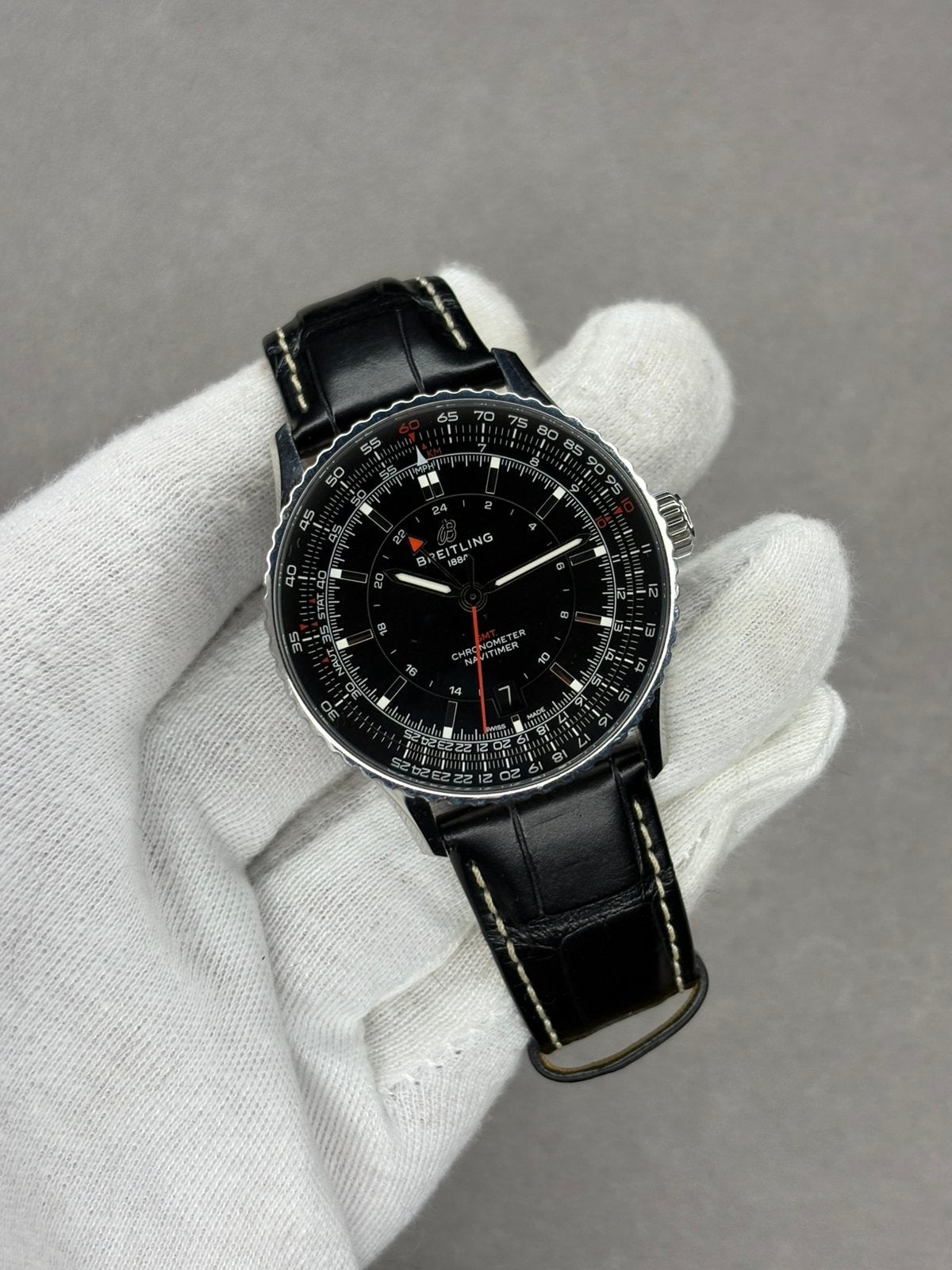 Breitling Navitimer GMT 41 - Full set - 01/2025 - Zeer goed!, Sieraden, Tassen en Uiterlijk, Leer, Staal, -, Breitling