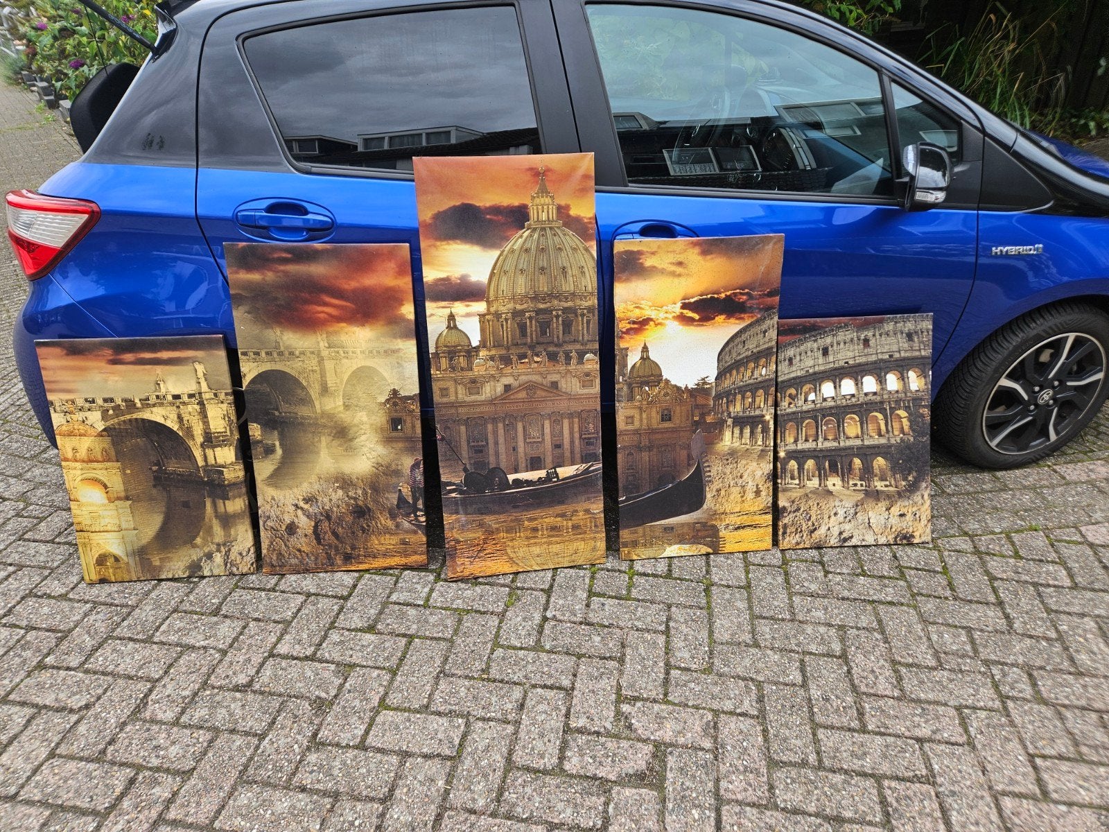 5-delig schilderij set Rome met lichte beschadigingen, Ophalen, 50 – 75, Gebruikt, Schilderij