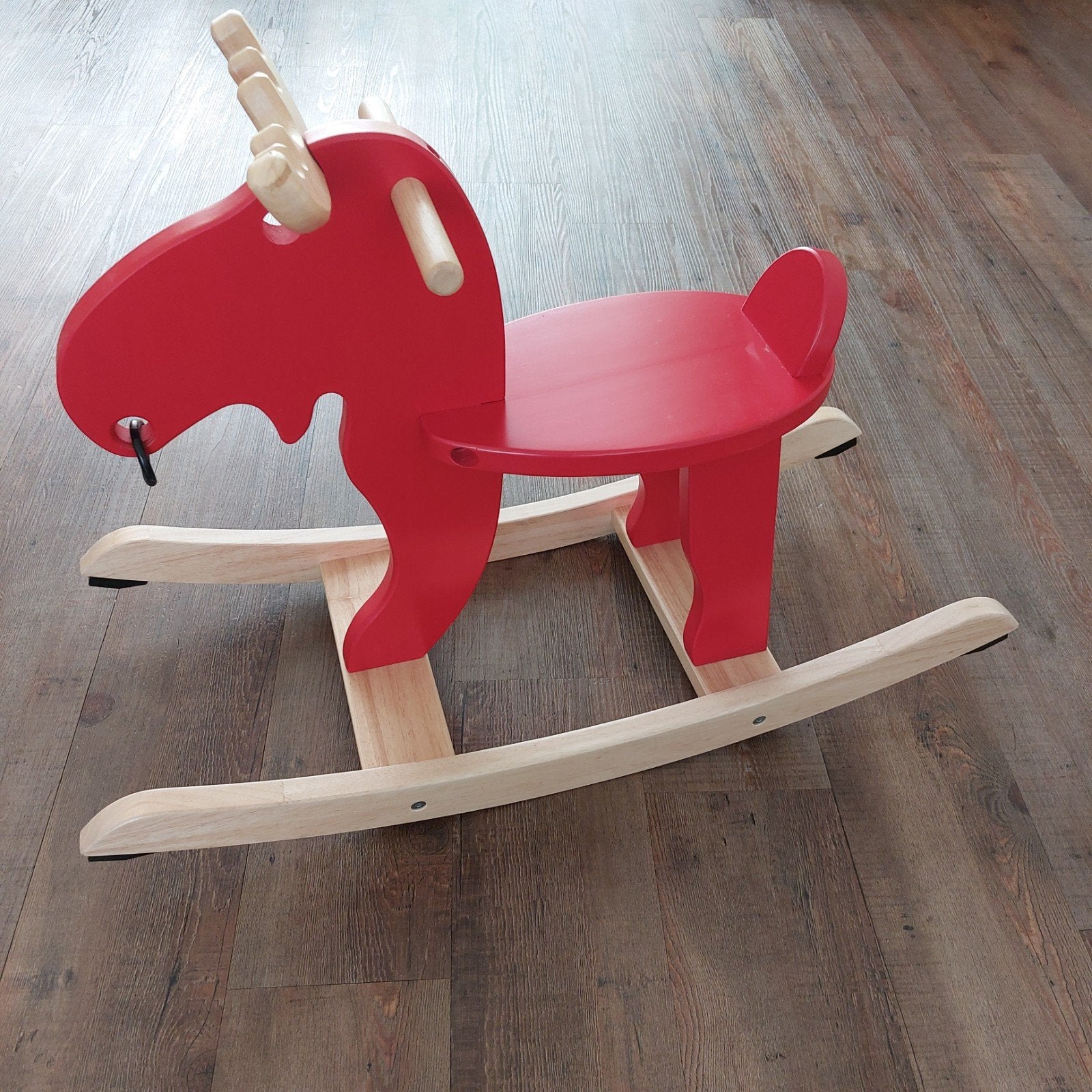 Houten hobbelpaard eland rood, Ophalen, Zo goed als nieuw, Jongen of Meisje