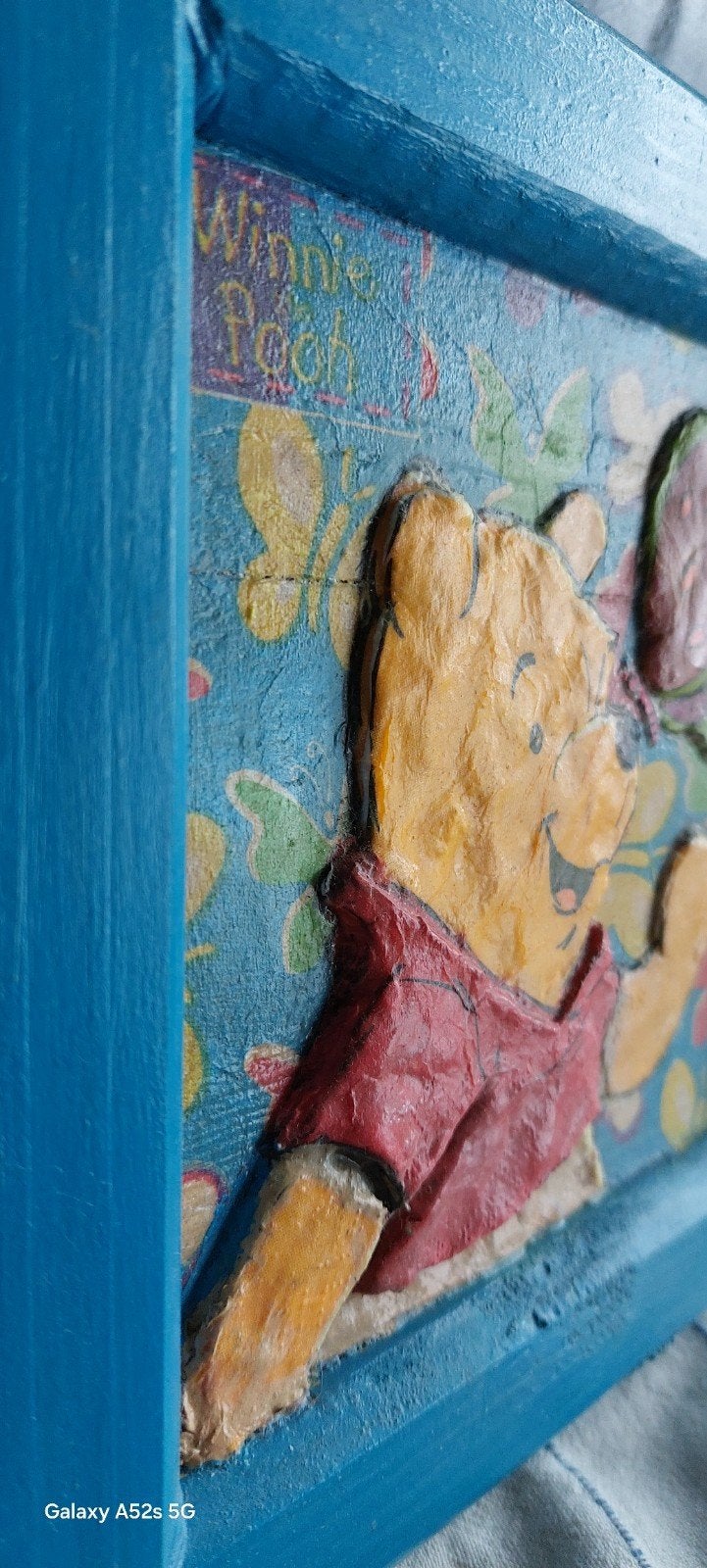 TE KOOP. DECOUPAGE WINNIE DE POOH IN 3D LIJST, 21 cm, 21 cm, Handgemaakt, Ophalen of Verzenden