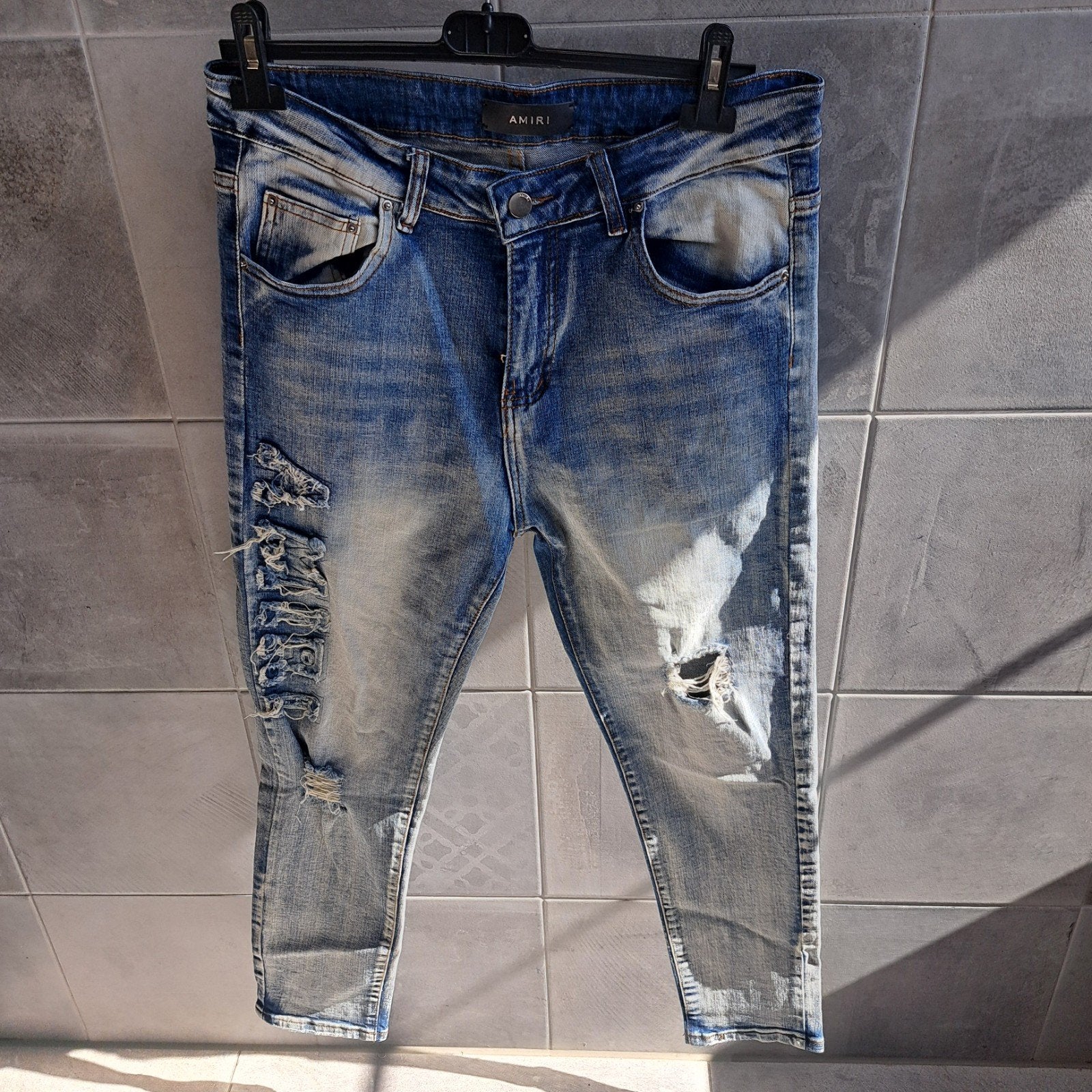 Amiri stijl damaged jeans maat 32, Ophalen of Verzenden