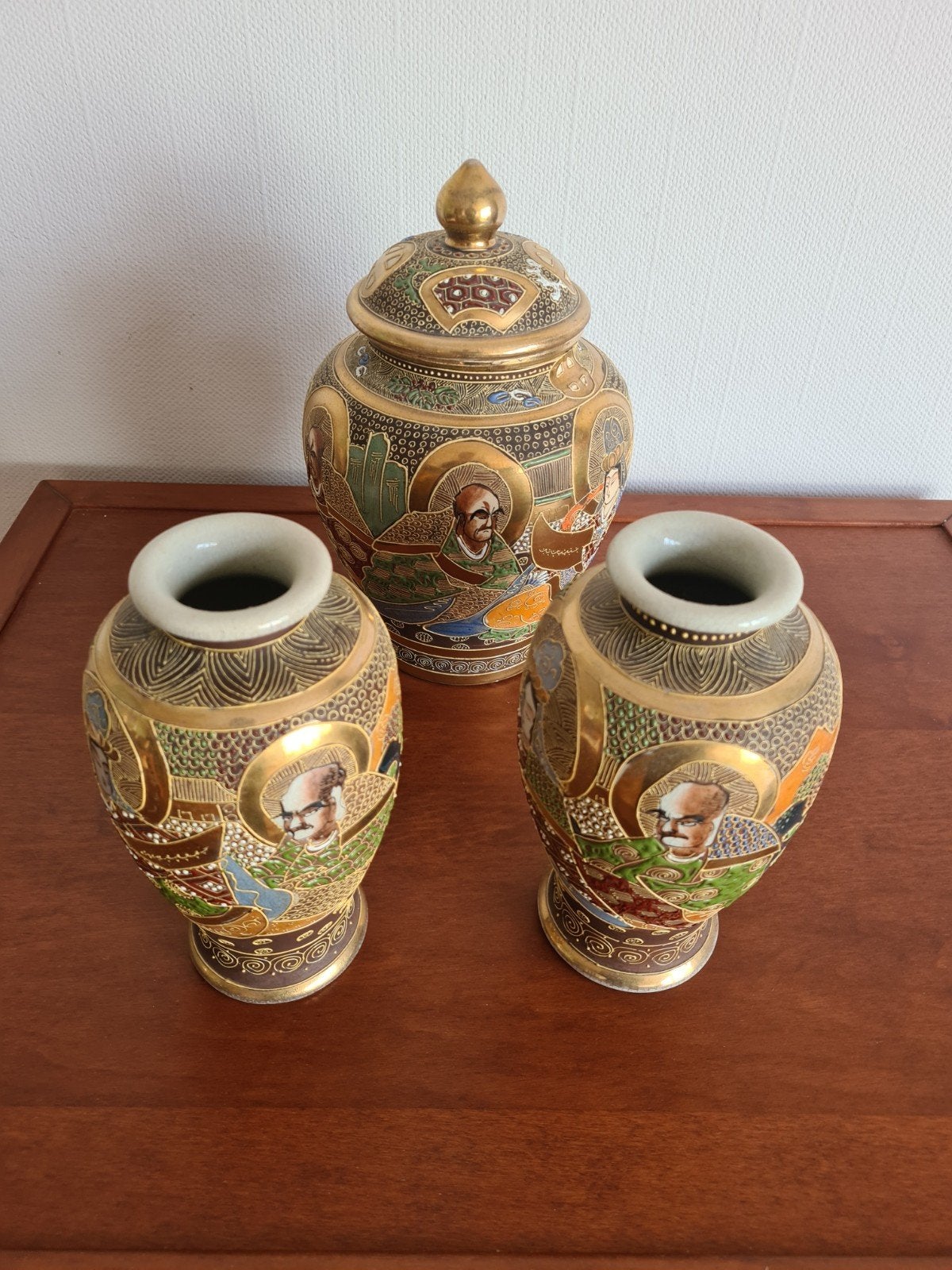 Antieke Japanse Satsuma Vazen en Pot - Handgeschilderd, Antiek en Kunst, Ophalen of Verzenden