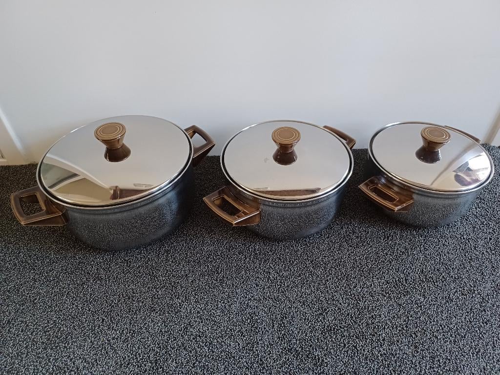 Pannenset te koop, Ophalen, Gebruikt, Keramische plaat, Pannenset