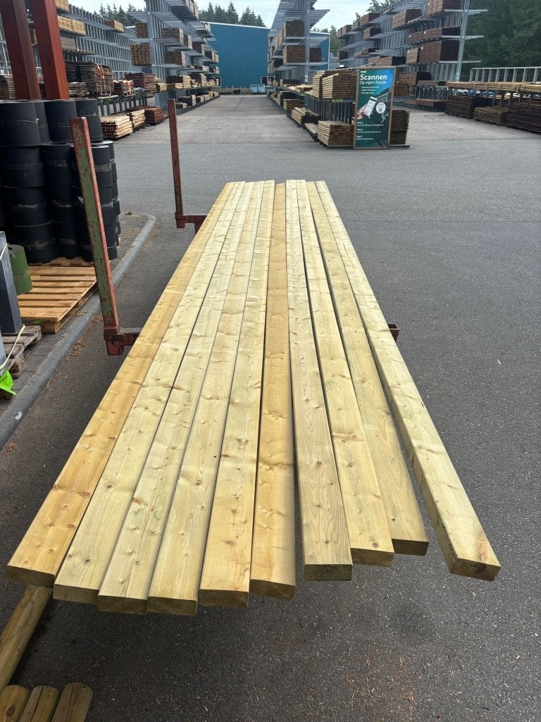 Vuren, geïmpregneerd, geschaafd, 44x95mm 480cm nr. 733, Tuin en Terras, Ophalen of Verzenden, Zo goed als nieuw, 250 cm of meer