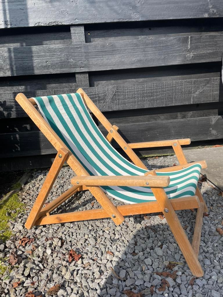 Strand/lig stoel kind inklapbaar, Tuin en Terras, Tuinstoelen, Ophalen, Zo goed als nieuw, Hout, Inklapbaar